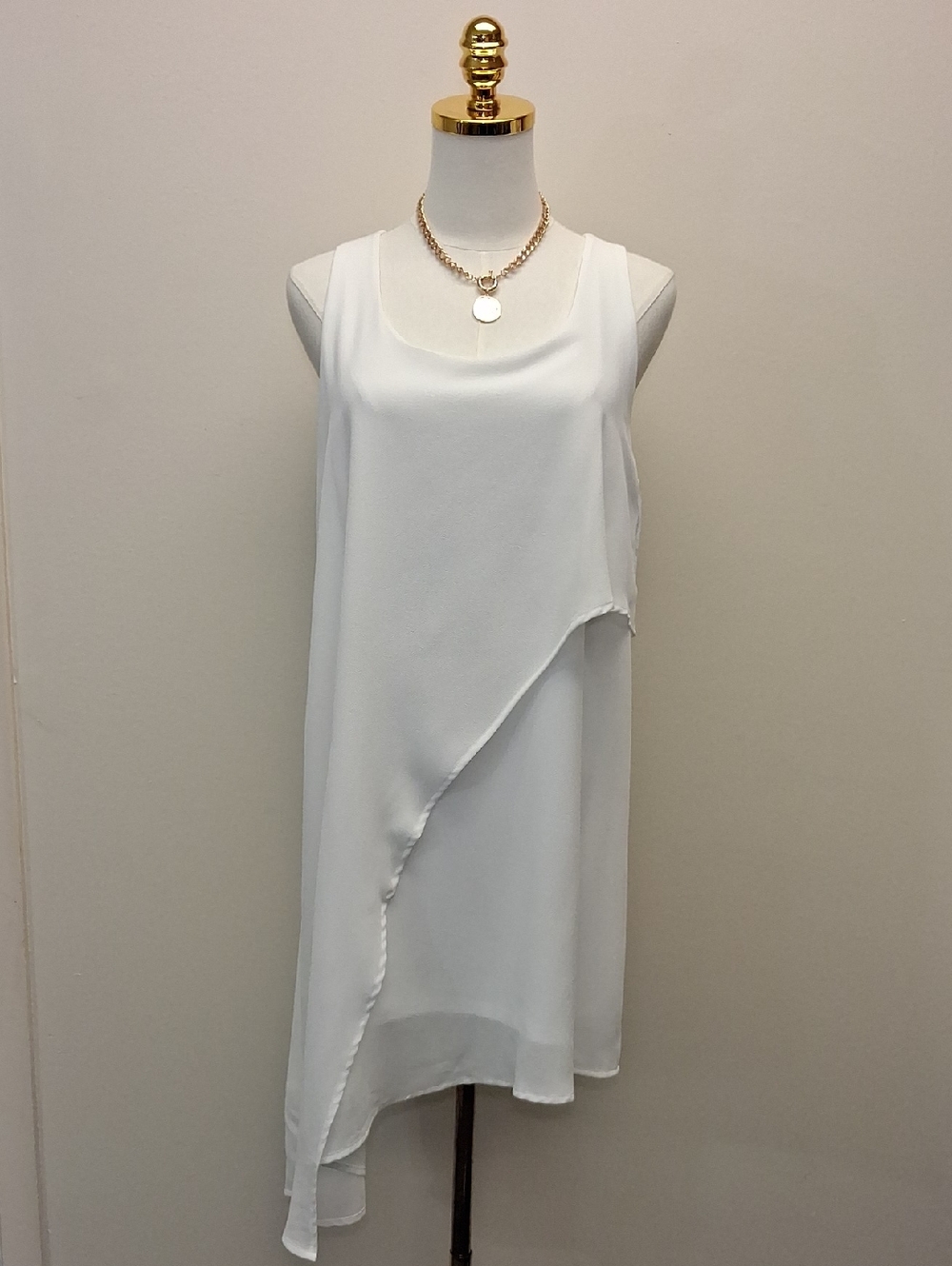 HYFVE White Sleeveless Asymmetrical Shift Dress Medium